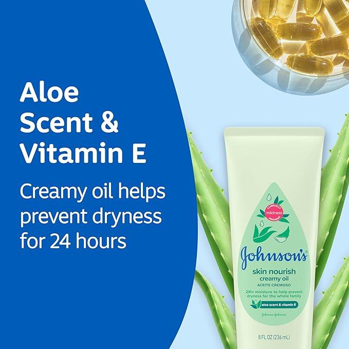 Johnson’s Baby Creamy Oil with Aloe Vera & Vitamin E, Moisturizing Body Lotion, Paraben Free, 236 mL - Which Mark