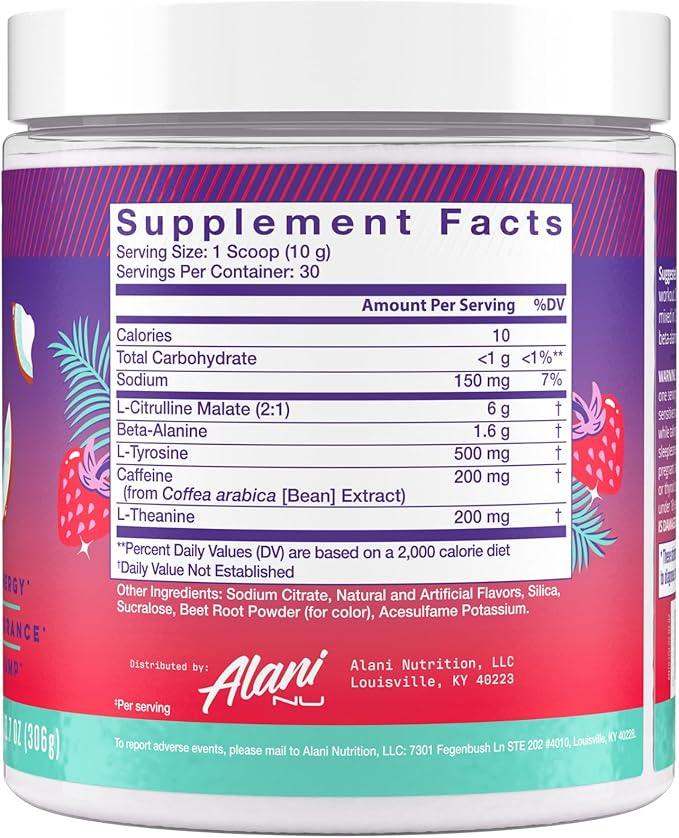 Alani Nu Pre-Workout Supplement Powder for Energy, Endurance, and Pump, Hawaiian Shaved Ice, 30 Servings (Packaging May Vary) - Which Mark