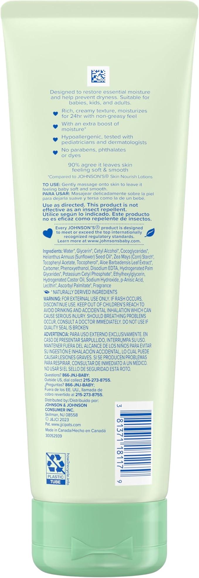 Johnson’s Baby Creamy Oil with Aloe Vera & Vitamin E, Moisturizing Body Lotion, Paraben Free, 236 mL - Which Mark