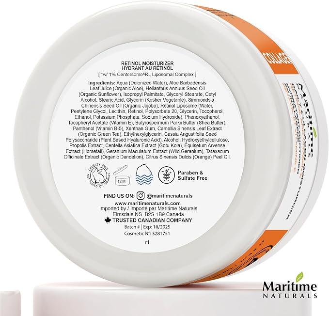 Maritime Naturals Retinol Moisturizer, Professional Grade Face Moisturizer with Hyaluronic Acid & Vitamin E, Face Cream for Women and Men, Organic Ingredients (120ml) Born in Nova Scotia, Canada - Which Mark