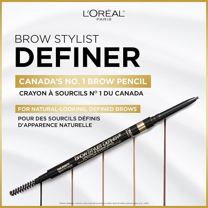 L’Oréal Paris Cosmetics Brow Stylist Definer, Ultra-Fine Tip Eyebrow Pencil, 0.5mm Tip for Well-Defined Brows and Easy Blend With No Gaps, Dark Brunette, 90mg - Which Mark