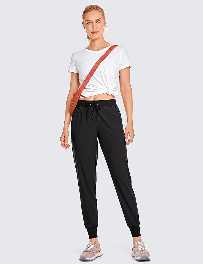 CRZ YOGA Women's Lightweight Workout Joggers 27.5" - Travel Casual Outdoor Running Athletic Track Hiking Pants with Pockets - Which Mark