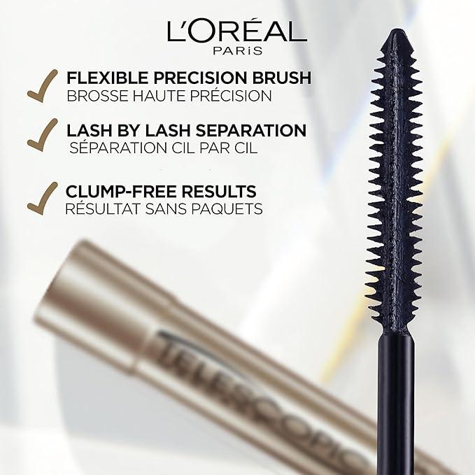 L’Oréal Paris Telescopic Mascara, Eyelash Lengthening Mascara, Unique Non-Clumping Formula, Delivers Intense Length, For Sensitive Eyes, Blackest Black, 8 ml - Which Mark