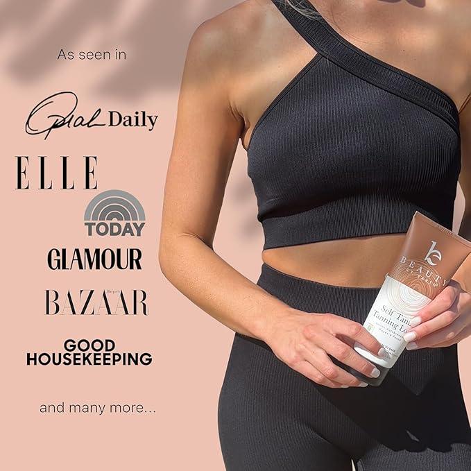 Self Tanner Tanning Lotion - USA Made with Natural & Organic Ingredients, Sunless Tanning Lotion for Body, Perfect Self Tan for Women & Men for a Natural Looking Glow, Medium to Dark - Which Mark
