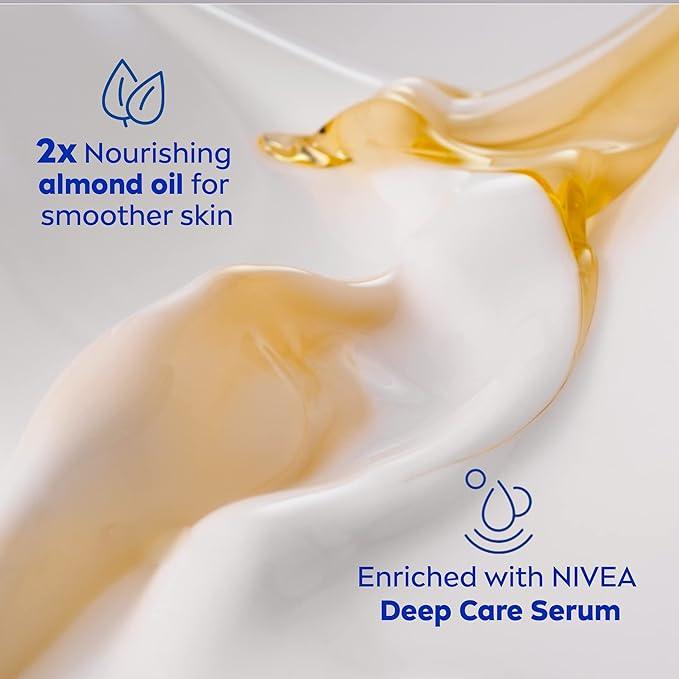 NIVEA Nourishing Body Milk | 48H Moisture |Daily Moisturizer| Non-greasy, Intense Moisture| with Almond Oil | For Dry Skin to very dry skin | 625ml Pump Bottle - Which Mark