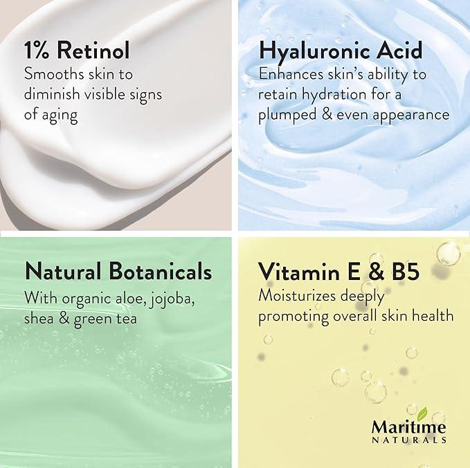 Maritime Naturals Retinol Moisturizer, Professional Grade Face Moisturizer with Hyaluronic Acid & Vitamin E, Face Cream for Women and Men, Organic Ingredients (120ml) Born in Nova Scotia, Canada - Which Mark