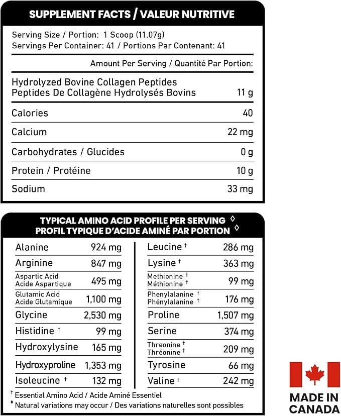 Premium Quick Dissolve Collagen Peptides Protein Powder For Healthy Hair, Skin, Nails, Joints - Hydrolyzed For Better Absorption | Made in Canada, Grass Fed, Keto, Kosher & Halal Certified - Non GMO, Gluten Free (454g / 16 oz) - Which Mark