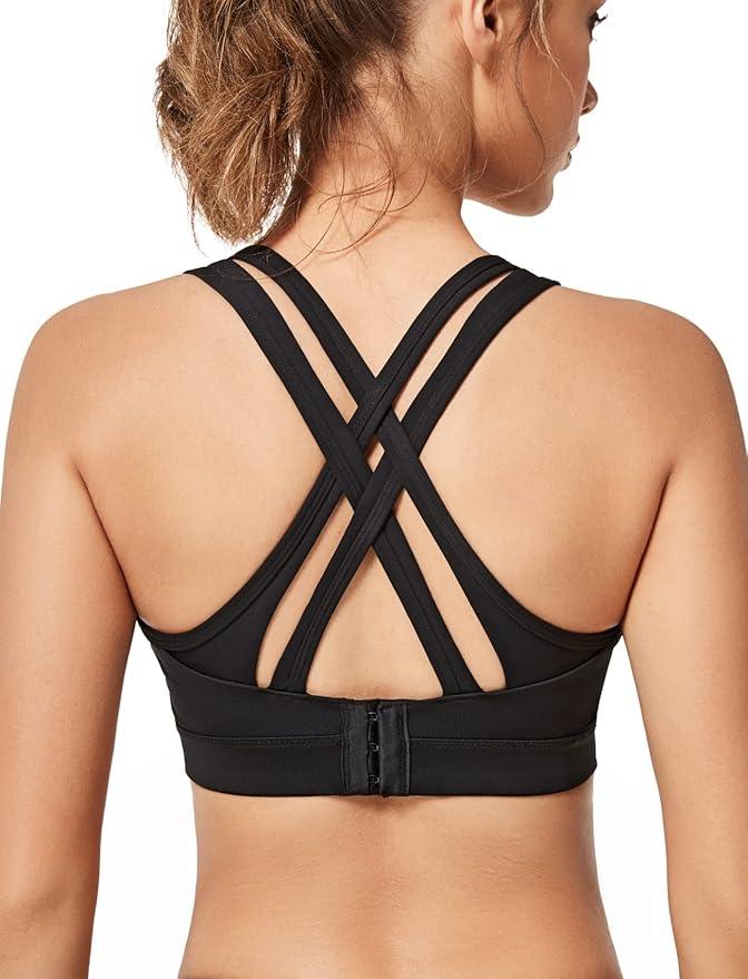 Yvette Women's High Impact Sports Bras Full Support Criss Cross Back Sexy Running Bra for Plus Size - Which Mark