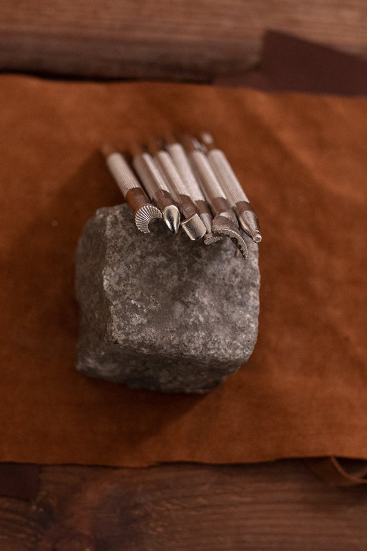 Embossing Tool Set (without Swivel Knife), 6 Parts - Which Mark