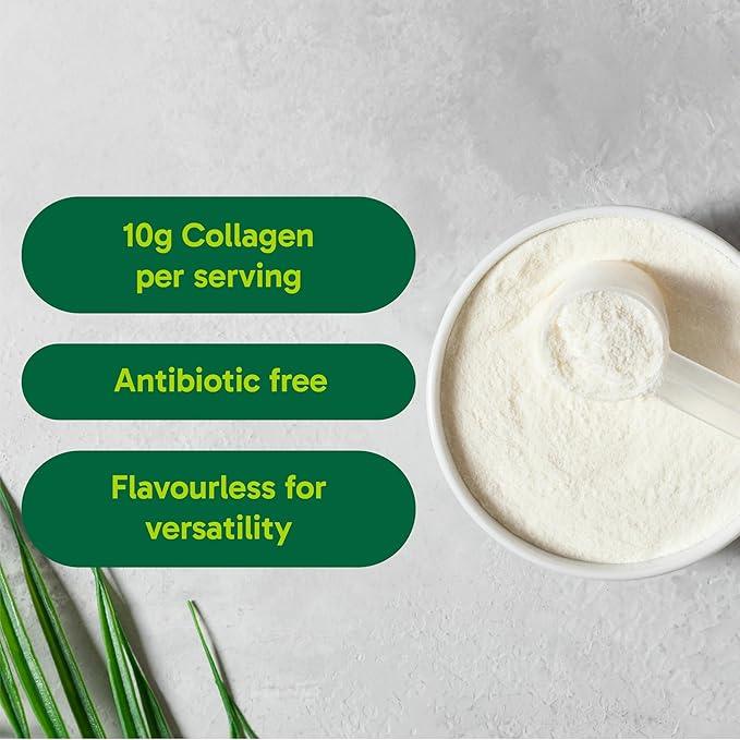 Organika Canadian-Made Enhanced Collagen Powder - for Healthy Hair, Skin, Nails, and Joints. Hydrolyzed Protein Peptides for Better Absorption- Grass-Fed, Non-GMO- Unflavoured- 250g - Which Mark