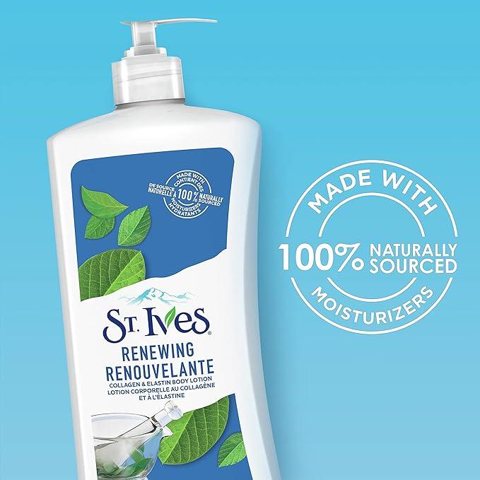 St. Ives Renewing Body Lotion dry skin moisturizer for beautiful, supple skin Collagen Elastin made with 100% naturally sourced moisturizers 600 mL - Which Mark
