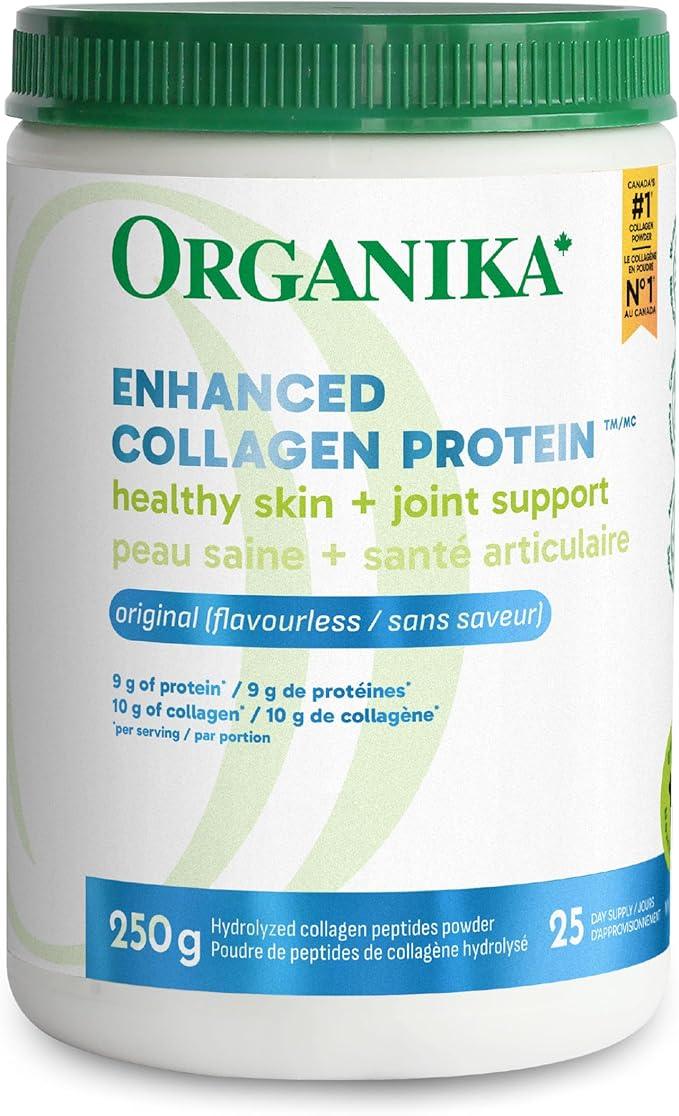 Organika Canadian-Made Enhanced Collagen Powder - for Healthy Hair, Skin, Nails, and Joints. Hydrolyzed Protein Peptides for Better Absorption- Grass-Fed, Non-GMO- Unflavoured- 250g - Which Mark