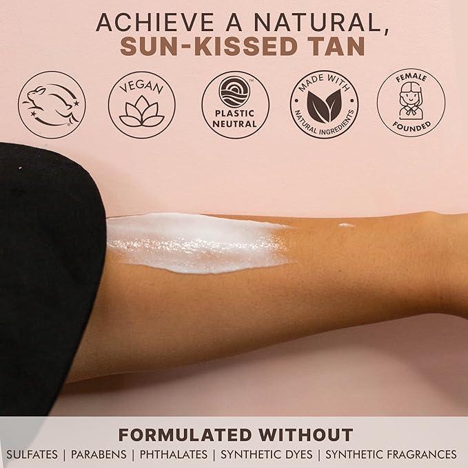 Self Tanner Tanning Lotion - USA Made with Natural & Organic Ingredients, Sunless Tanning Lotion for Body, Perfect Self Tan for Women & Men for a Natural Looking Glow, Medium to Dark - Which Mark