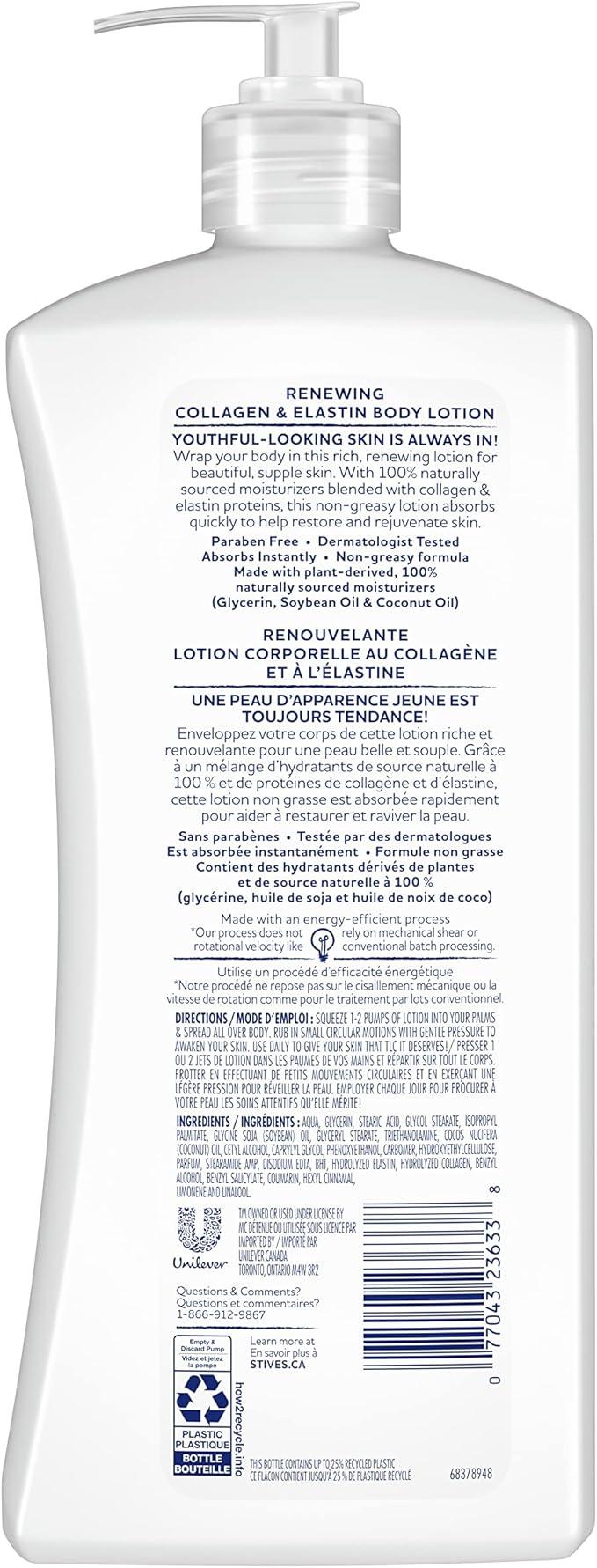 St. Ives Renewing Body Lotion dry skin moisturizer for beautiful, supple skin Collagen Elastin made with 100% naturally sourced moisturizers 600 mL - Which Mark