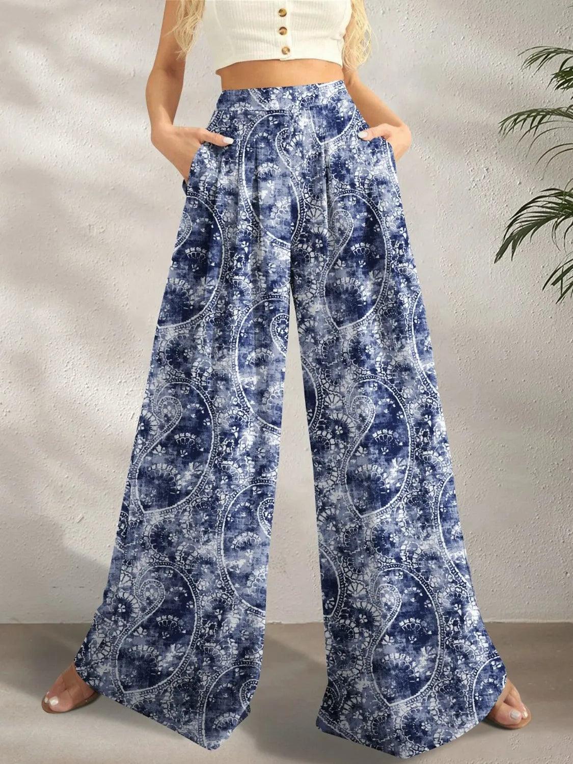 Printed Wide Leg Pants - Which Mark