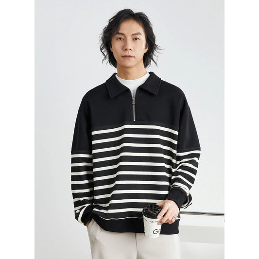 Contrast Color Texture Advanced Lapel Sweater Korean Style - Which Mark