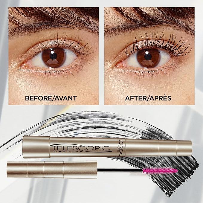 L’Oréal Paris Telescopic Mascara, Eyelash Lengthening Mascara, Unique Non-Clumping Formula, Delivers Intense Length, For Sensitive Eyes, Blackest Black, 8 ml - Which Mark