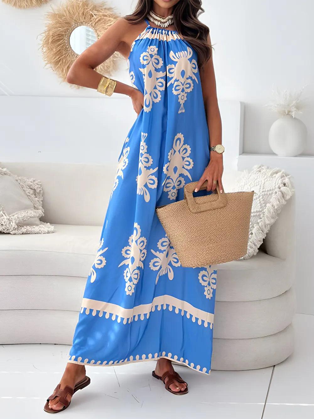 Printed Spaghetti Strap Sleeveless Maxi Dress - Which Mark