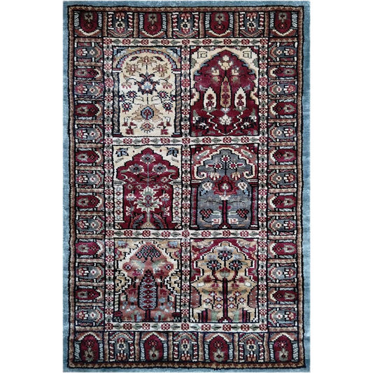 2×3 feet Hand Knotted Art Silk Carpet Multi Hamadan