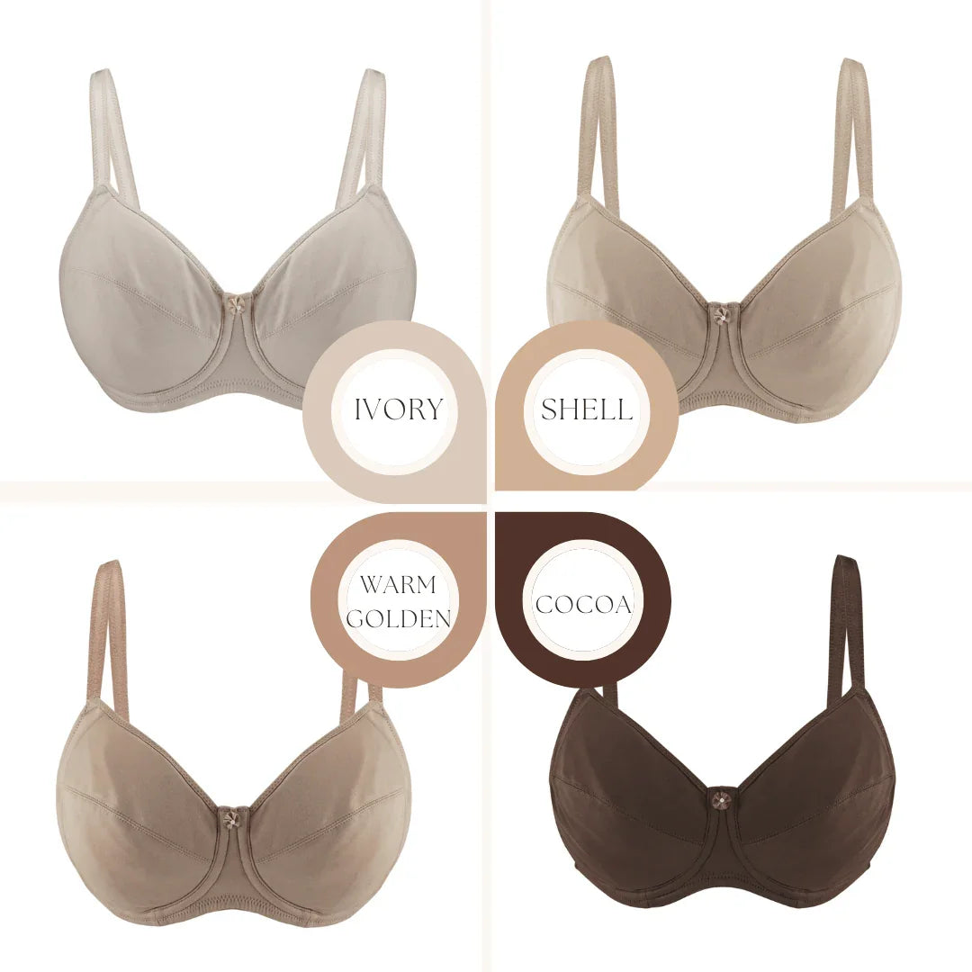 Ivory-Underwired Silk & Organic Cotton Full Cup Bra with removable - Which Mark