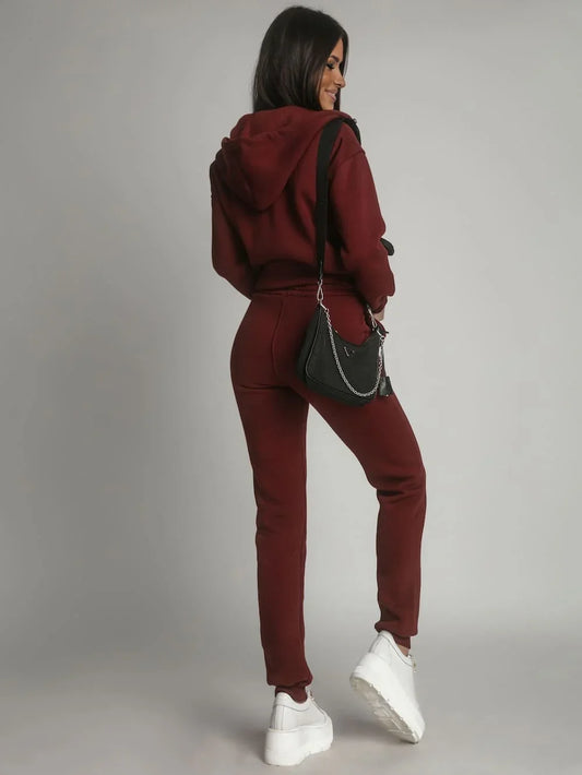 Women's insulated tracksuit set, burgundy FI761 - Which Mark
