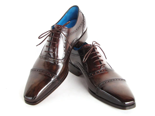 Paul Parkman Men's Captoe Oxfords Anthracite Brown Hand-Painted - Which Mark