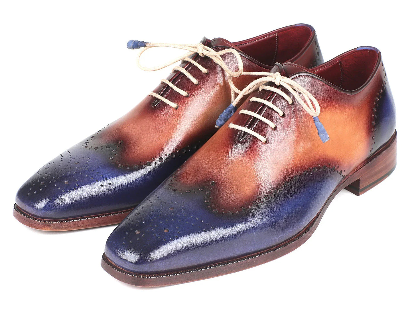 Paul Parkman Blue & Camel Wingtip Oxfords (ID#097BX11) - Which Mark