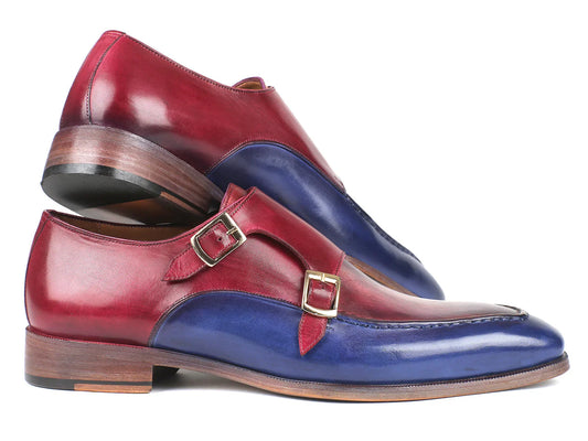 Paul Parkman Blue & Bordeaux Double Monkstraps (ID#SW533YR) - Which Mark