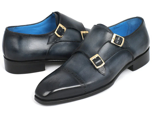 Paul Parkman Captoe Double Monkstraps Navy (ID#045NVY62) - Which Mark