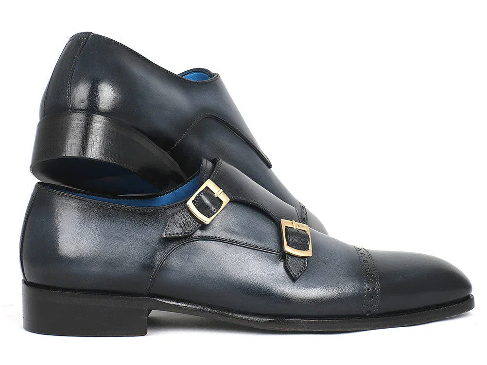 Paul Parkman Captoe Double Monkstraps Navy (ID#045NVY62) - Which Mark
