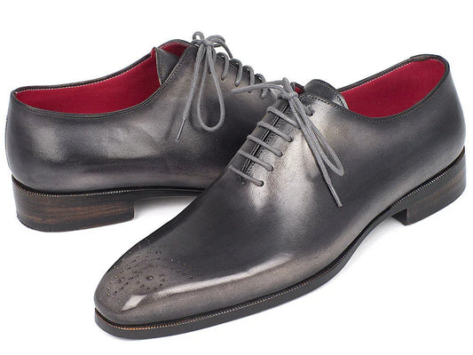 Paul Parkman Men's Gray & Black Wholecut Oxfords (ID#KR254GRY) - Which Mark