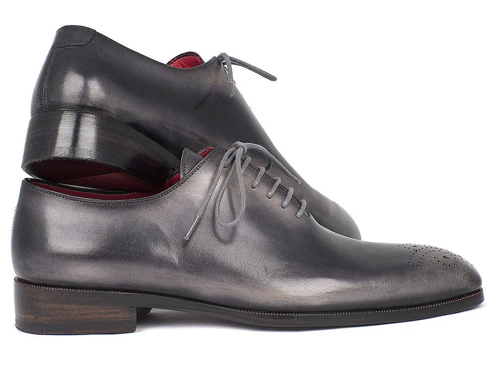 Paul Parkman Men's Gray & Black Wholecut Oxfords (ID#KR254GRY) - Which Mark