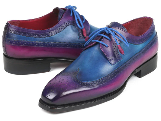 Paul Parkman Goodyear Welted Wingtip Derby Shoes Purple & Blue - Which Mark