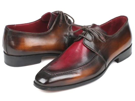 Paul Parkman Brown & Bordeaux Dual Tone Apron Derby Shoes (ID#33BB12) - Which Mark