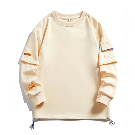 Men's Same Long Sleeve Round Neck Lazy Style Top Undershirt Sweater - Which Mark