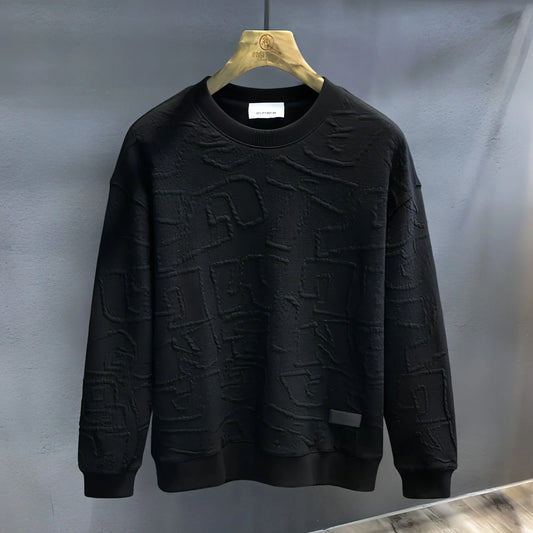 Texture Jacquard Heavy Round Neck Sweater Men's Autumn New - Which Mark