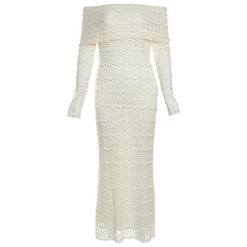 25 Edition – Elegant Off-Shoulder Lace Maxi Dress (Socialite Style) - Which Mark