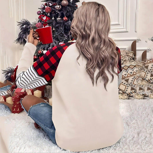 Women's Round Neck Long-sleeved Sweater Women's Plaid - Which Mark