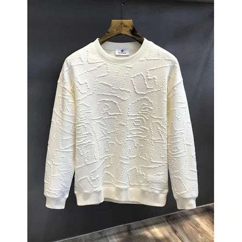 Texture Jacquard Heavy Round Neck Sweater Men's Autumn New - Which Mark
