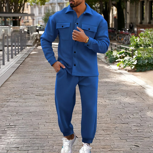 A Suede Single-breasted Solid Color Slim Fit Two-piece Suit Men - Which Mark