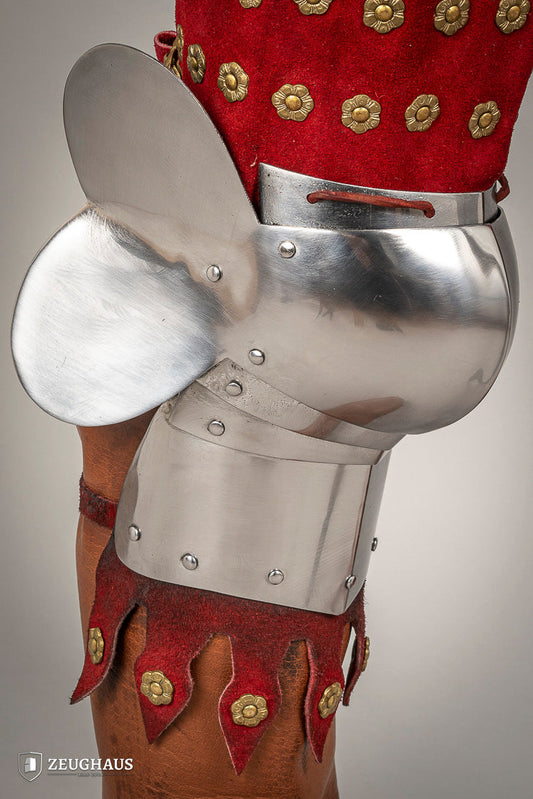 Splinted Leg Armour Suede Leather Red - Which Mark
