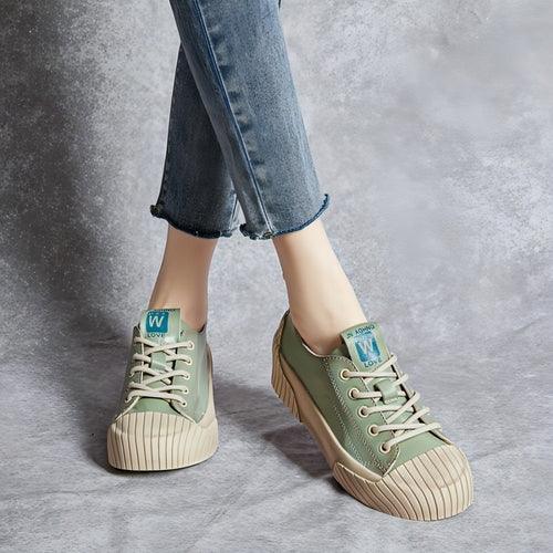 Women's Soft Bottom Skateboard Shoes All-Match Platform Lace-up - Which Mark