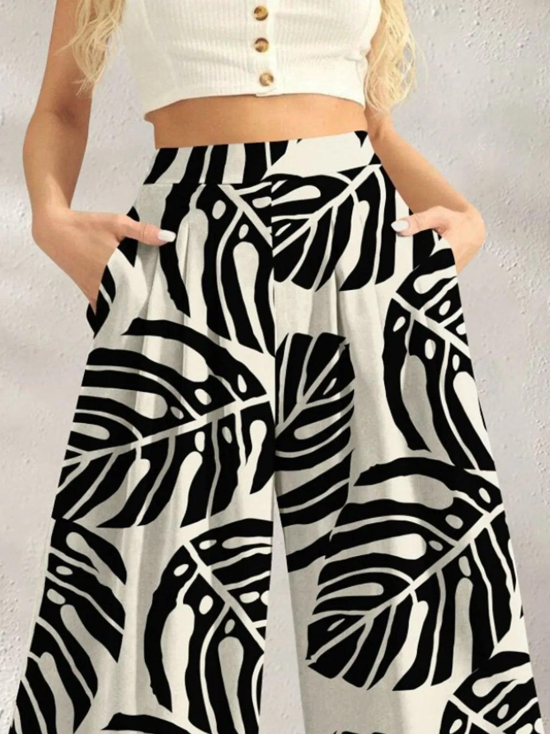 Printed Wide Leg Pants - Which Mark