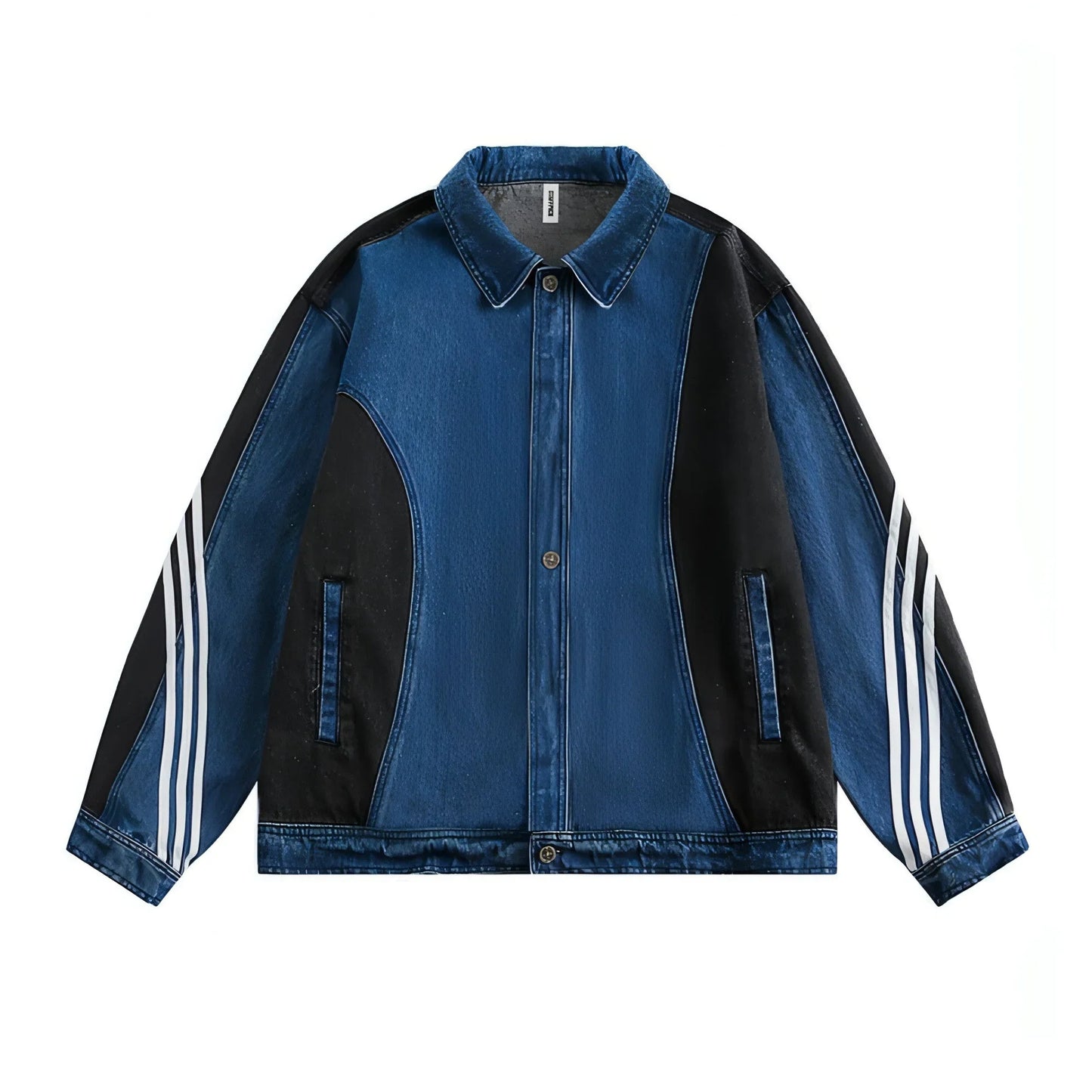 Side Stripe Stitching Loose Denim Jacket Men And Women European And - Which Mark