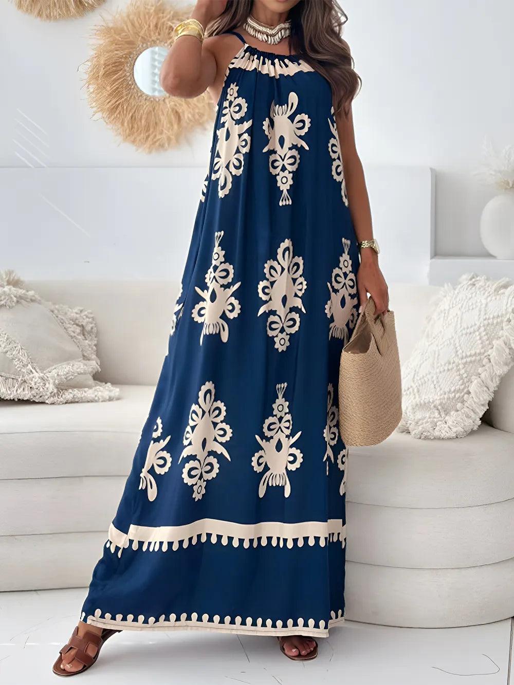Printed Spaghetti Strap Sleeveless Maxi Dress - Which Mark