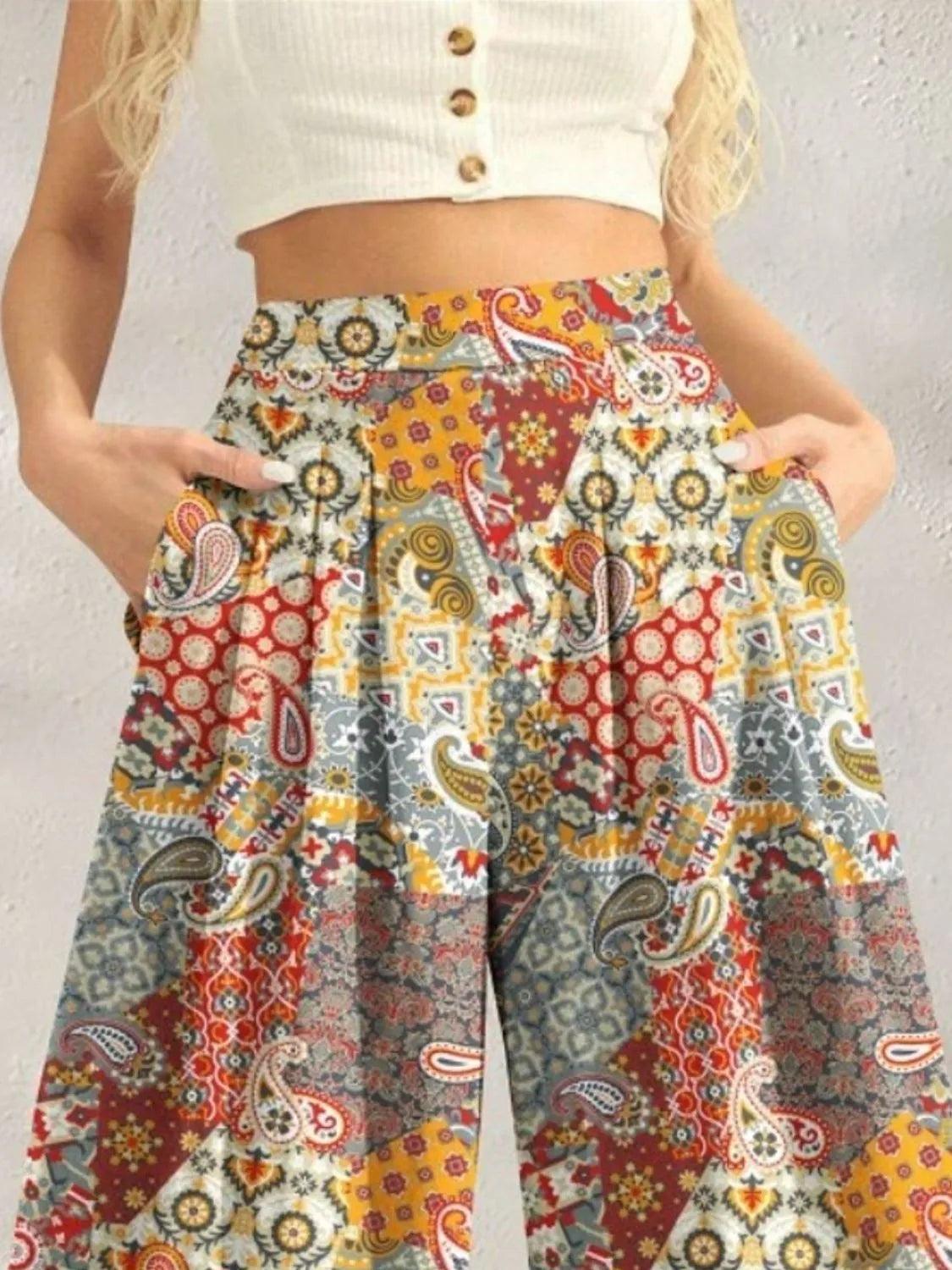 Printed Wide Leg Pants - Which Mark