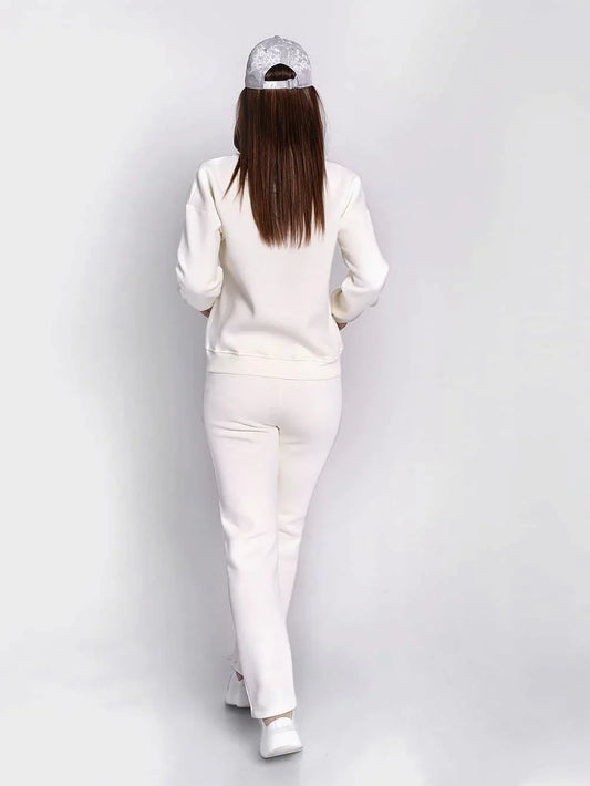Insulated tracksuit for women sweatshirt and loose pants ecru FI762 - Which Mark