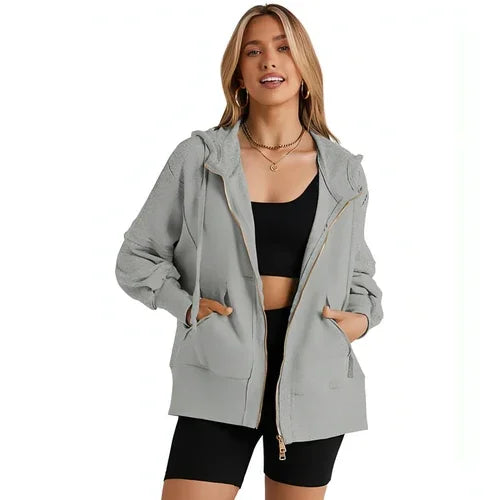 Solid Color Long Sleeve Sweater For Women (Zipper) - Which Mark