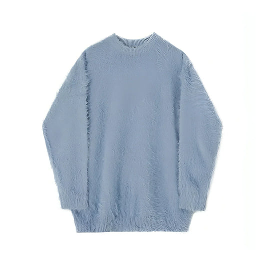 Mohair Solid Color Men's Sweater Winter Thick Round Neck - Which Mark
