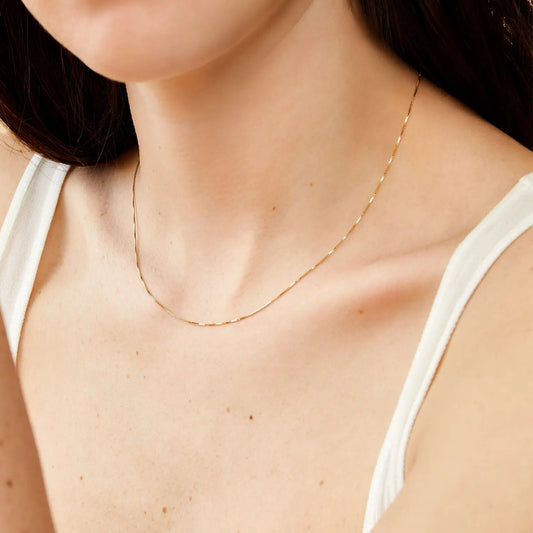 14k Gold Baby Box Chain Necklace - Which Mark